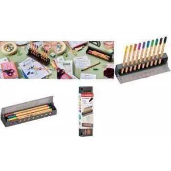 Pisaki cienkopisy Stabilo point 88 10‑kolorowy zestaw Click‑Set z plastikowym piórnikiem i podkładką na biurko (model 8810‑5)