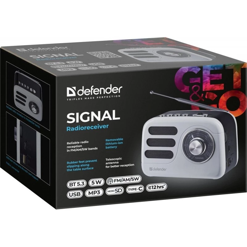 Głośnik przenośny DEFENDER SIGNAL z FM/MP3/SD/USB i Bluetooth (5W, antena)