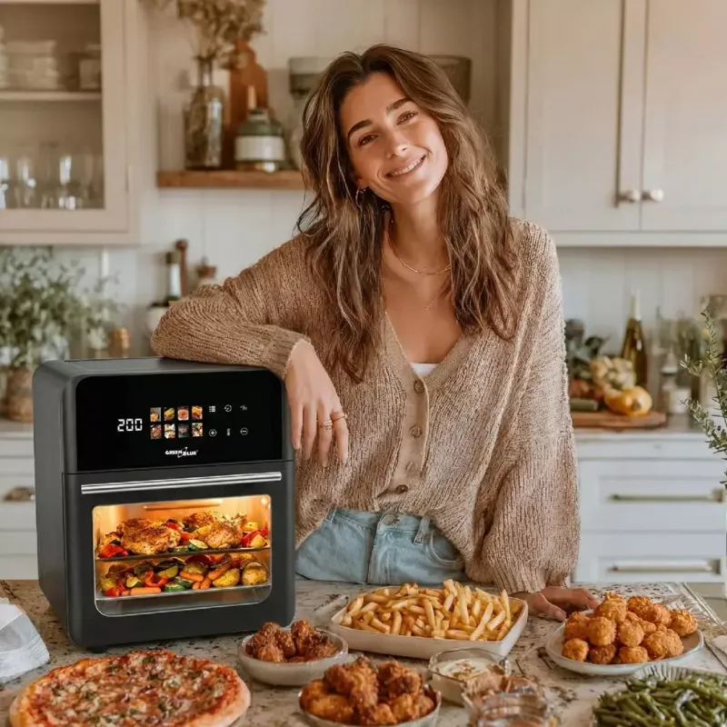 Frytownica beztłuszczowa GreenBlue GB950 1800W, pojemność 10 l, 8 programów, panel dotykowy, timer, czarna