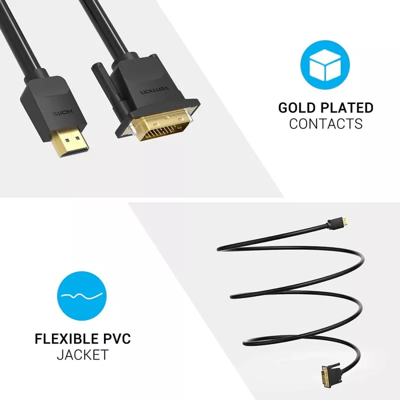 Kabel HDMI na DVI 5M/CZARNY Abfbj Vention