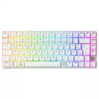 Mechaniczna kompaktowa klawiatura bezprzewodowa Cherry XTRFY K33 75% QWERTZ niemiecka biała USB + RF + Bluetooth RGB