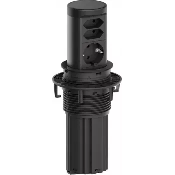 Listwa zasilająca Bachmann ELEVATOR2 BM0020498 z 1 gniazdem CEE7/3 i 2 gniazdami Euro, RAL9005, kabel 2,0 m