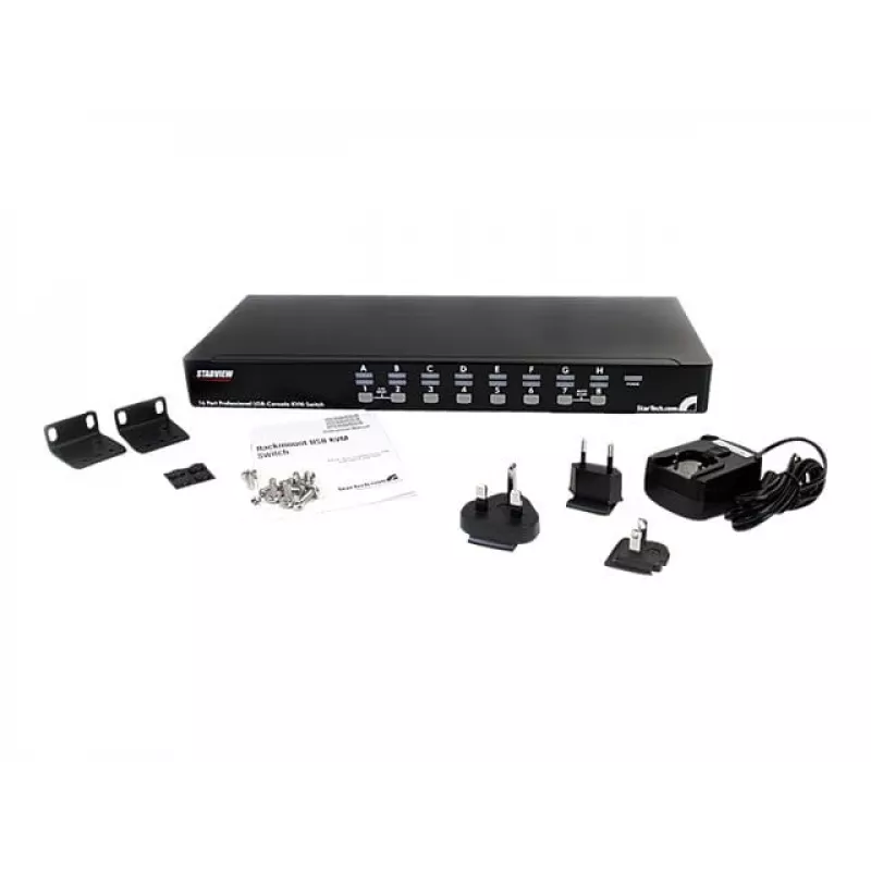 StarTech.com 16-portowy przełącznik KVM USB do montażu w szafie rack 1U z OSD (SV1631DUSBU)
