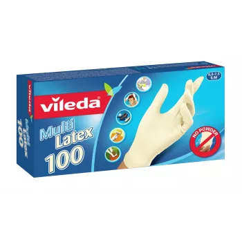 Jednorazowe rękawice lateksowe VILEDA Multi Latex 100, beżowe, rozmiar S/M, 100 szt.