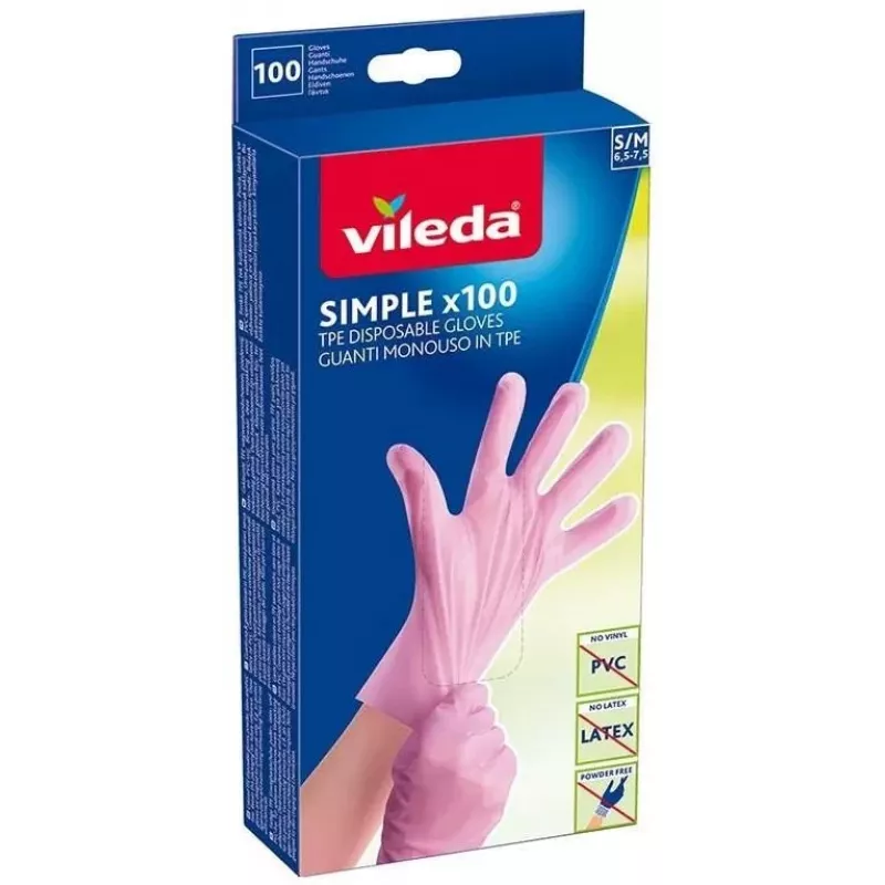 Jednorazowe rękawice lateksowe VILEDA Multi Latex 100, beżowe, rozmiar S/M, 100 szt.