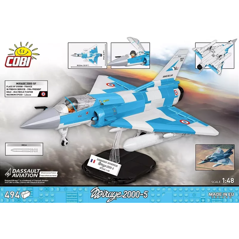 Cobi Mirage 2000-5F zestaw klocków konstrukcyjnych, seria Siły Zbrojne, 495 elementów, skala 1:48