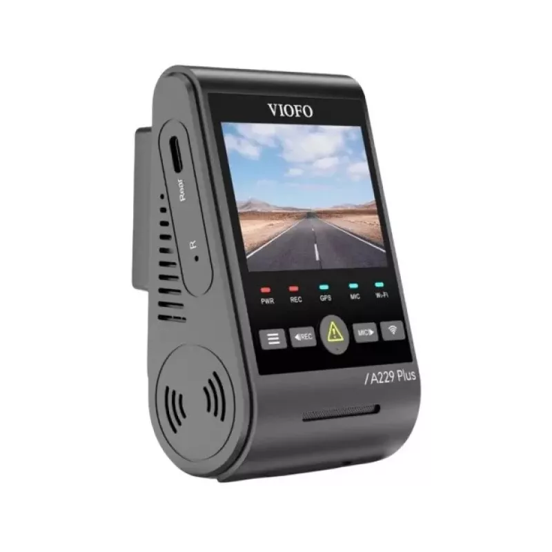 Kamera samochodowa VIOFO A229 PLUS 1CH-G GPS — 1‑kanałowa, 2560×1440, GPS, Wi‑Fi, wyświetlacz 2,4 cala, MicroSD do 512 GB