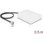 Antena DELOCK 90761 — kierunkowa antena WiFi 2,4 GHz N 8 dBi z wtykiem męskim N i kablem 50 cm RG-58, biała, zewnętrzna