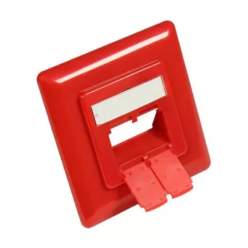 Zentralstück 50x50mm inkl. Abdeckrahmen 80x80mm für Netzwerkdosen, verkehrsrot RAL3020, Good Connections (GC-N0057)
