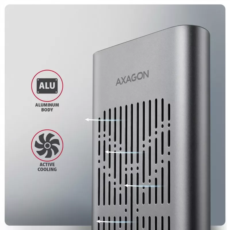 Zewnętrzna obudowa AXAGON EEM2-20GD USB-C 20 Gb/s na dwa dyski M.2 NVMe z sprzętowym klonowaniem