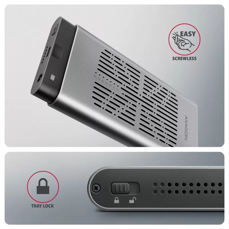 Zewnętrzna obudowa AXAGON EEM2-20GD USB-C 20 Gb/s na dwa dyski M.2 NVMe z sprzętowym klonowaniem