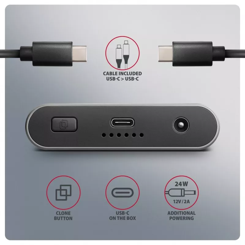 Zewnętrzna obudowa AXAGON EEM2-20GD USB-C 20 Gb/s na dwa dyski M.2 NVMe z sprzętowym klonowaniem