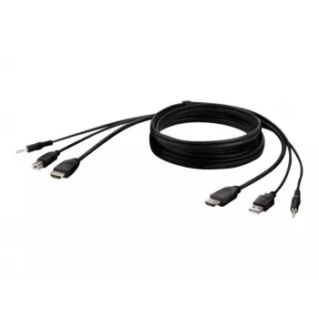 Kabel KVM Belkin F1DN1CCBL — HDMI do USB A/B z audio, porty USB dla klawiatury i myszy, 3 m
