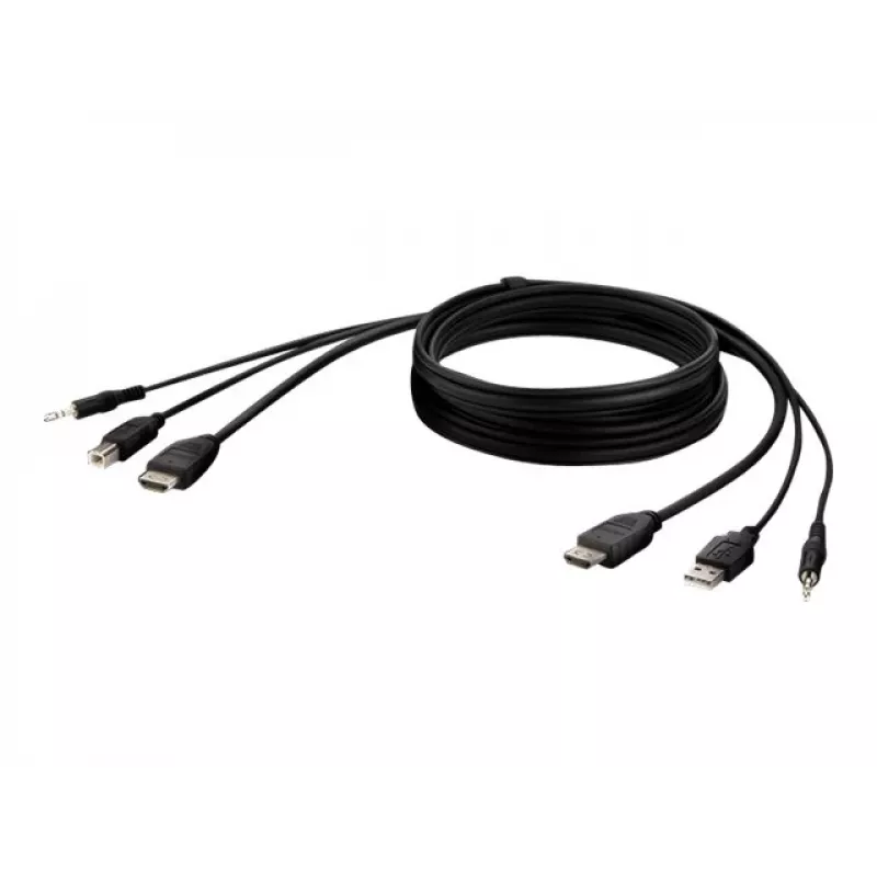 Kabel KVM Belkin F1DN1CCBL — HDMI do USB A/B z audio, porty USB dla klawiatury i myszy, 3 m