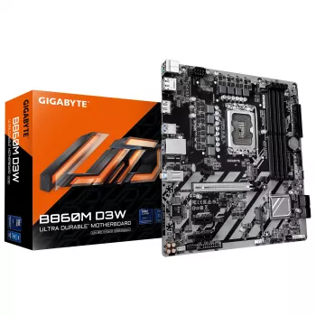 Płyta główna GIGABYTE B860M D3W – procesory Intel Core Ultra Series CPU, 4+1+2 fazy VRM, DDR5 do 9066 MHz, 2xPCIe 4.0 M.2, LAN 1GbE, USB 3.2 Gen 1