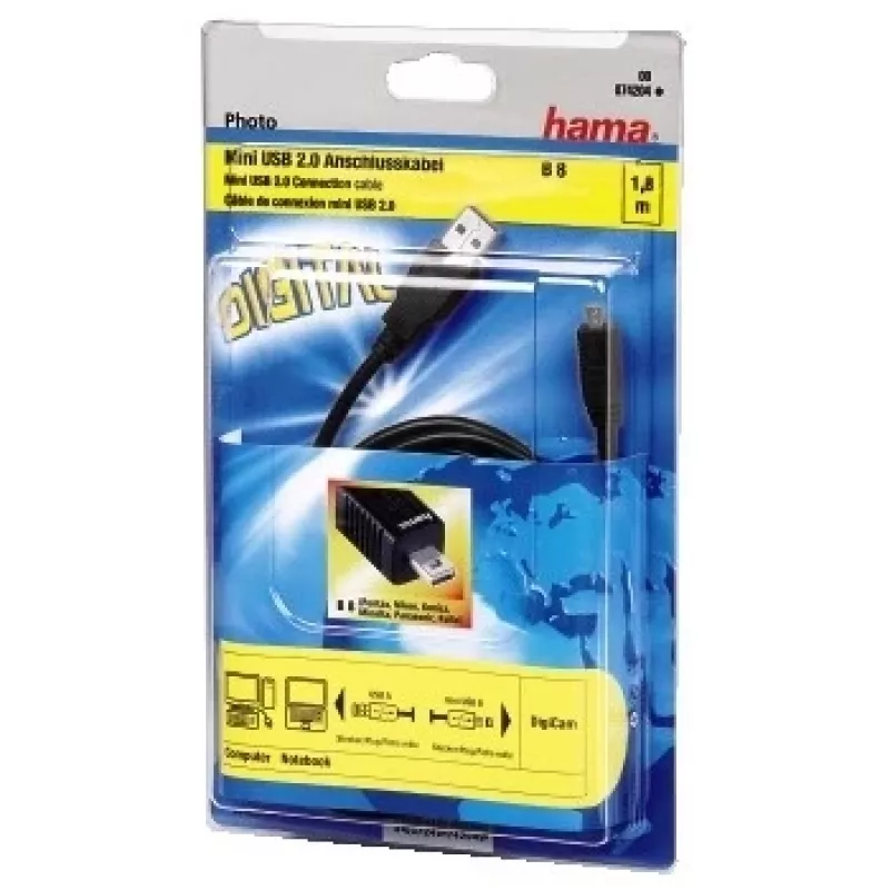 Kabel Hama USB 2.0, 1,8 m, przewód USB, USB A, czarny