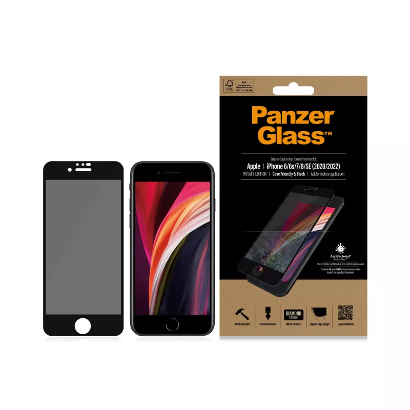 PanzerGlass ® Privacy Ochrona ekranu iPhone SE (2020/2022) | 8 | 7 | 6 | 6s | Edge-to-Edge
