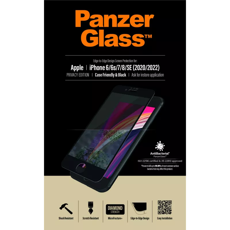 PanzerGlass ® Privacy Ochrona ekranu iPhone SE (2020/2022) | 8 | 7 | 6 | 6s | Edge-to-Edge