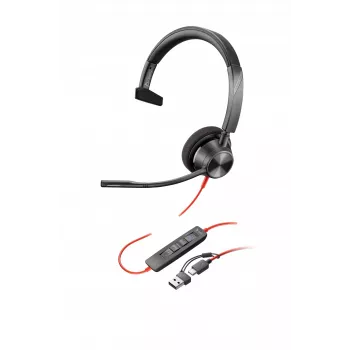 HP Poly Czarnywire 3310 zestaw słuchawkowy z certyfikatem Microsoft Teams +adapter USB-C/A TAA