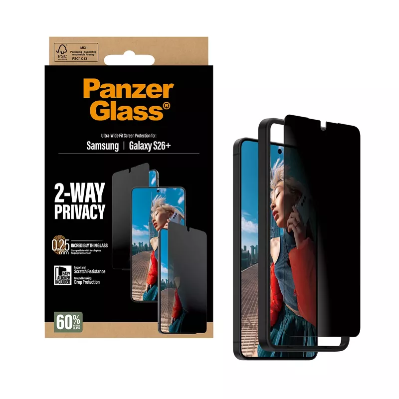 PanzerGlass ® Dwukierunkowa osłona prywatności ekranu Samsung Galaxy S26+ | Ultra-Wide Fit z EasyAligner