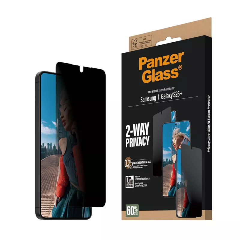 PanzerGlass ® Dwukierunkowa osłona prywatności ekranu Samsung Galaxy S26+ | Ultra-Wide Fit z EasyAligner
