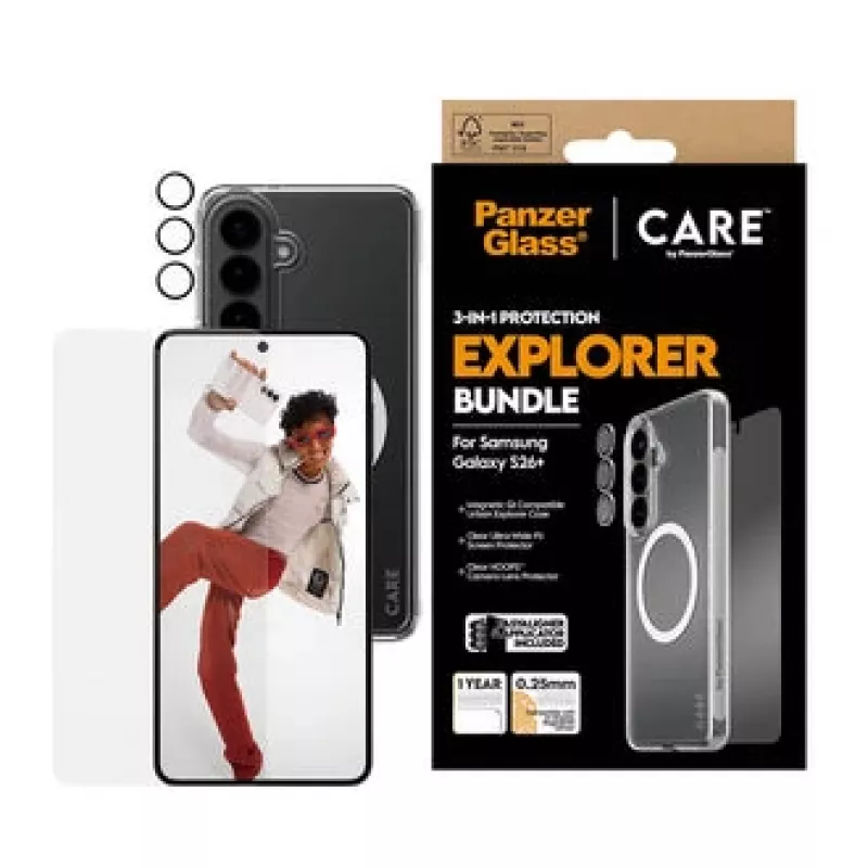 Szkło ochronne PanzerGlass CARE 3-in-1 do Samsung Galaxy S Plus 2026 — zestaw PanzerGlass CARE
