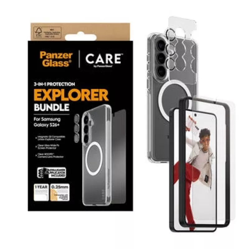Szkło ochronne PanzerGlass CARE 3-in-1 do Samsung Galaxy S Plus 2026 — zestaw PanzerGlass CARE
