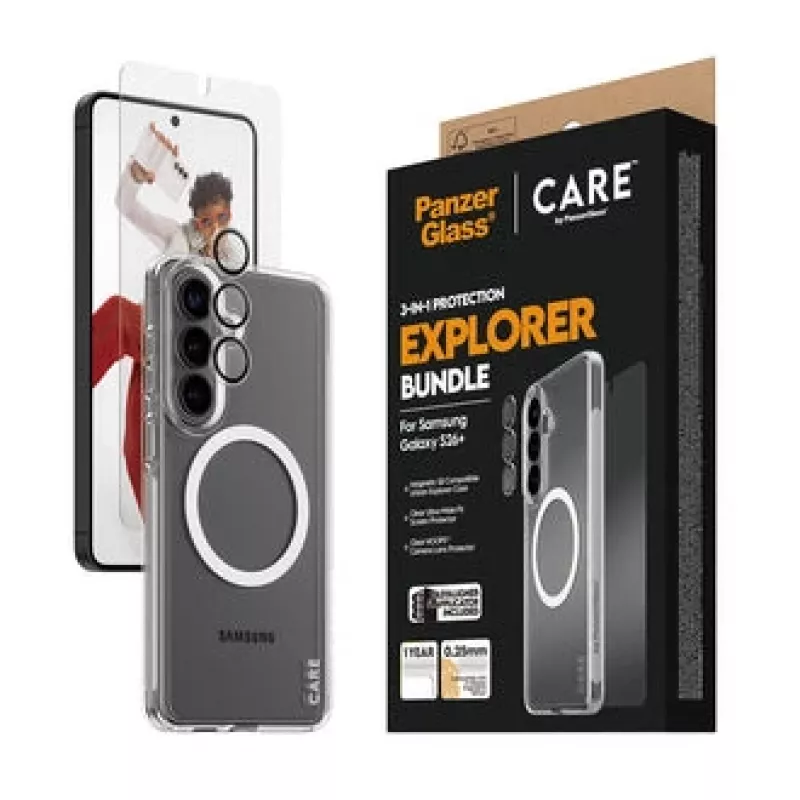 Szkło ochronne PanzerGlass CARE 3-in-1 do Samsung Galaxy S Plus 2026 — zestaw PanzerGlass CARE
