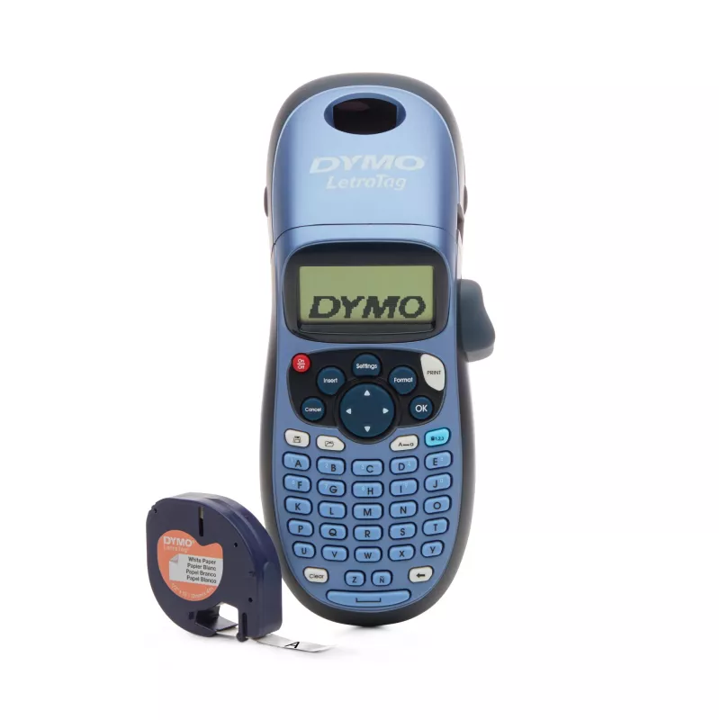 DYMO LetraTag LT-100H ręczna drukarka etykiet | Drukarka etykiet z klawiaturą ABC | Łatwy w obsłudze 13-znakowy ekran LCD | Do domu lub biura | Niebieska
