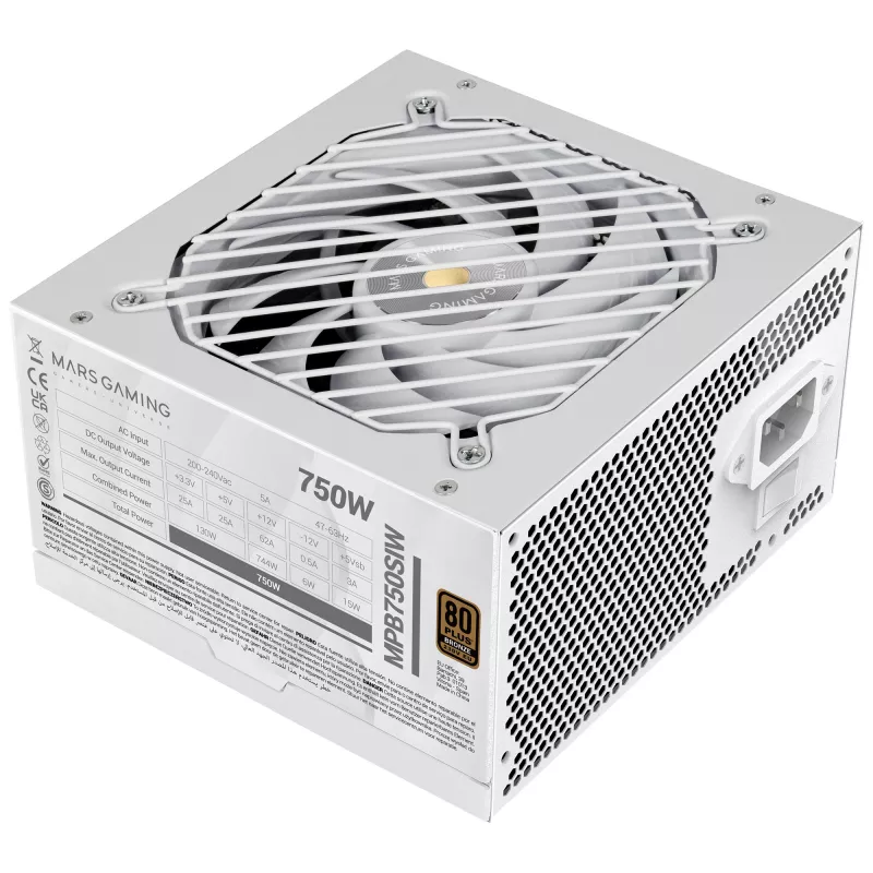 Mars Gaming MPB750SIW zasilacz 750 W 24-pin ATX ATX Biały