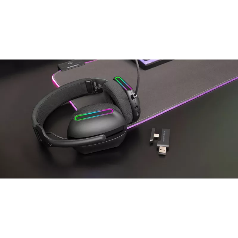 Mars Gaming MHW-PRO Zestaw słuchawkowy Przewodowy i bezprzewodowy Head-band USB Type-C Bluetooth Czarny