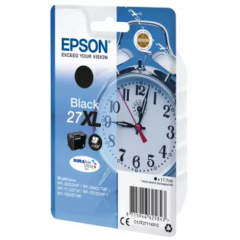 Epson Alarm clock Singlepack Czarny 27XL DURABrite Ultra Ink, Wysoka (XL) Wydajność, Czarny, Atrament pigmentowy, 17.7 ml, 1 szt., 1100 stron