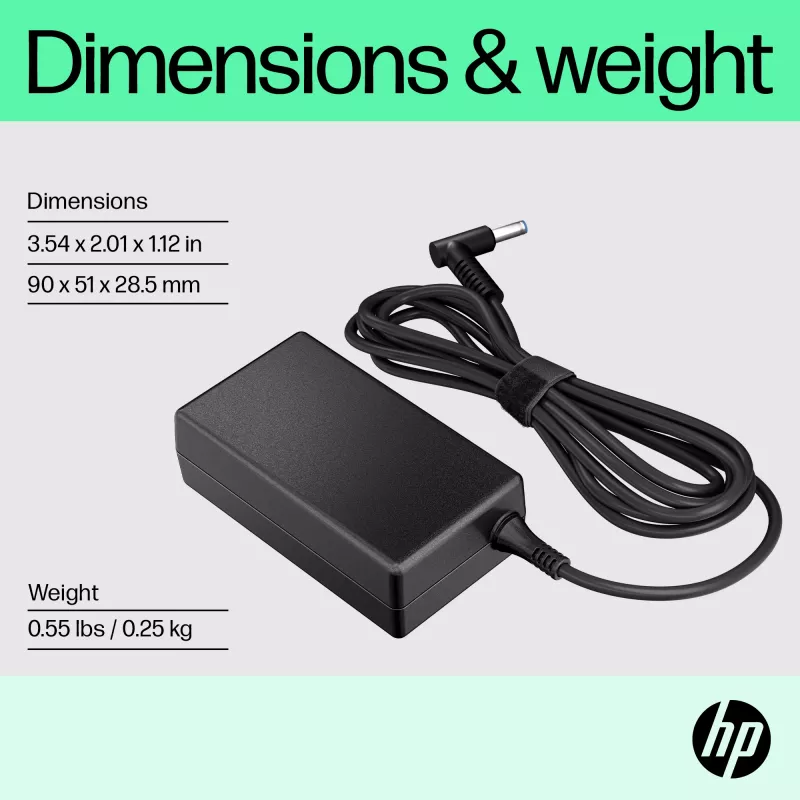 HP 65 W inteligentny zasilacz sieciowy, zgodny z HP ProBook 440 G6 Notebook PC; HP ProBook 450 G6 Notebook PC; HP ProBook x360 11…, Biznes, 5 - 35 °C, -20 - 85 °C, CCC, CE, BSMI, 47 mm