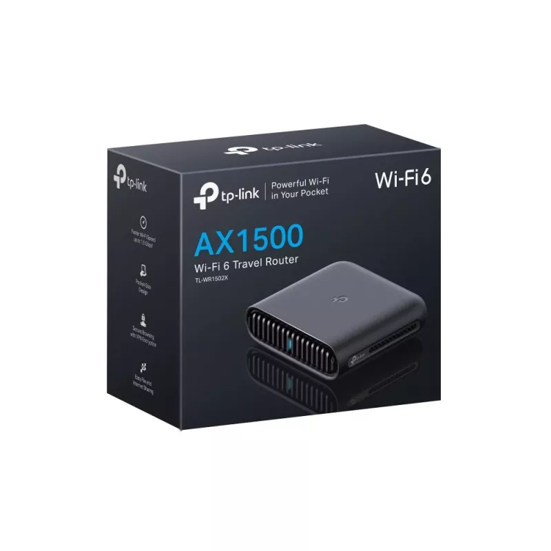 TP-Link AX1500 Wi-Fi 6 Travel Router, Wi-Fi 6 (802.11ax), Dual-band (2.4 GHz / 5 GHz), Ethernet LAN, Czarny, Portable router