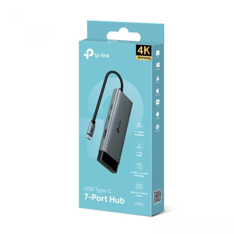 TP-Link UH7020C koncentrator interfejsów USB 3.2 Gen 1 (3.1 Gen 1) Type-C 5000 Mbit/s