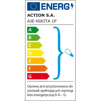 Kinkiet ActiveJet NIKITA nikiel E27 jednopunktowy, okrągły metalowy klosz, IP20, 220–240 V, maks. 60 W