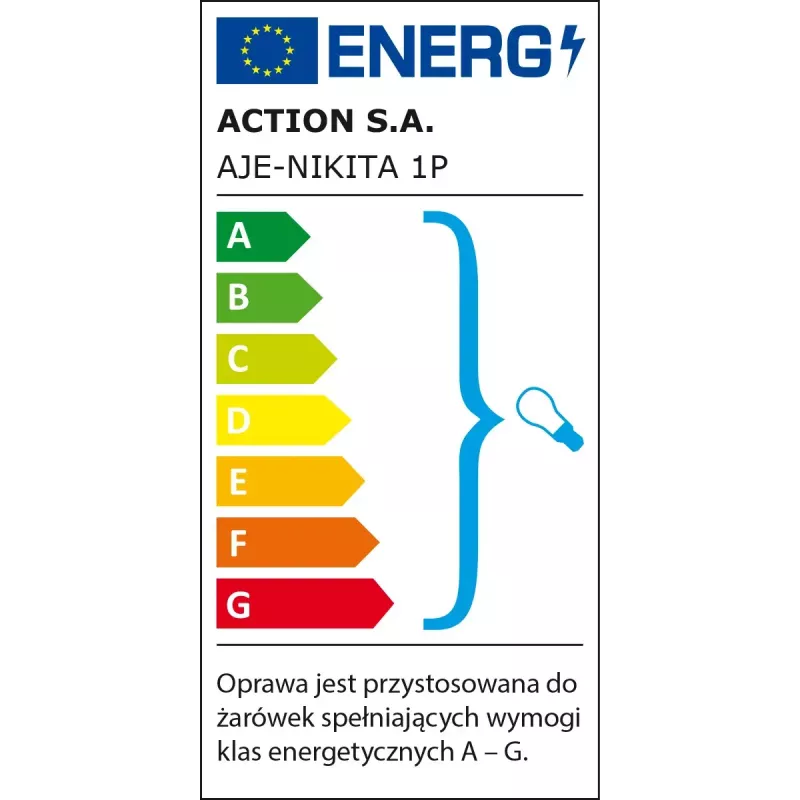 Lampa ścienna ActiveJet NIKITA Patyna E27 jednopunktowa, obudowa metalowa, IP20, 220–240V, 60W, szkło białe