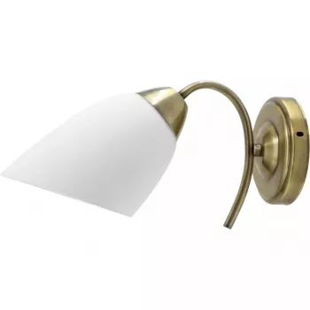 Lampa ścienna ActiveJet NIKITA Patyna E27 jednopunktowa, obudowa metalowa, IP20, 220–240V, 60W, szkło białe