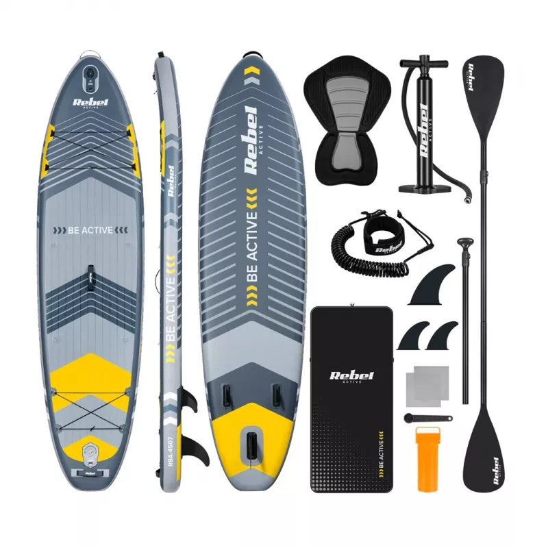 Zestaw dmuchanej deski SUP Rebel ACTIVE 350x81x15 cm - model RBA-4500, wszechstronna deska turystyczna