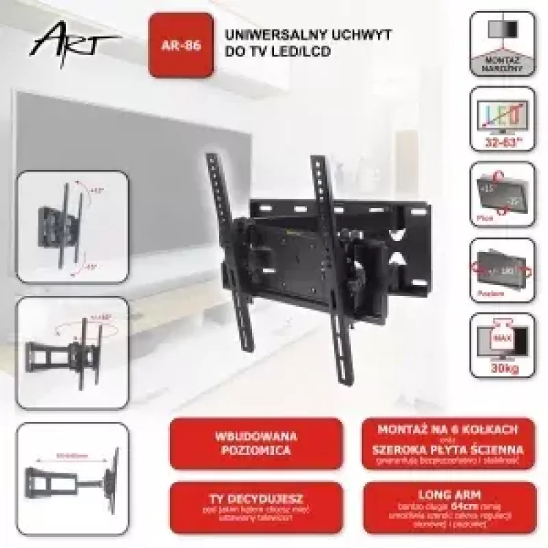 Uchwyt ścienny do telewizora ART AR-86, uchwyt ścienny do telewizorów, model AR-86