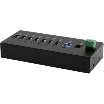 Koncentrator USB Exsys EX-11247HMS 7-portowy na szynę DIN z zabezpieczeniem ESD 15 kV