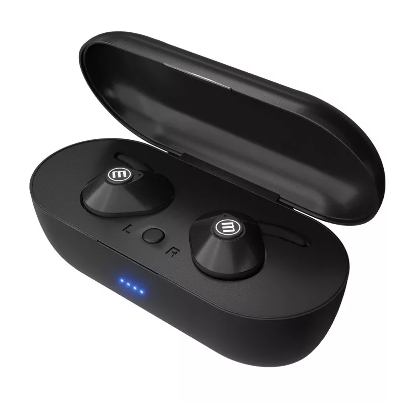 MAXELL MINI DUO Bezprzewodowe słuchawki douszne z etui ładującym Czarny
