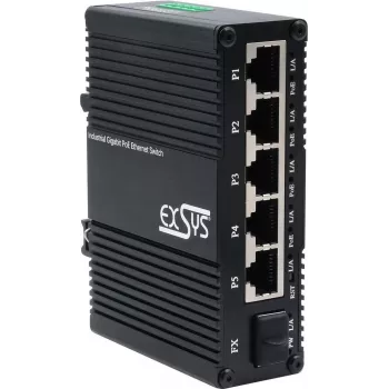 Przełącznik Exsys EX-62030MPOE-SFP — Mini Gigabit 5+1 PoE+ przełącznik zarządzalny przez przeglądarkę z 5 Gigabit + 1 SFP