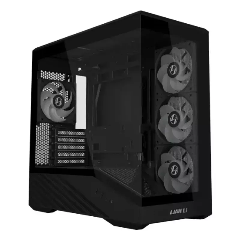 Mini Tower obudowa PC Lian Li Vector V100R MINI — Mini-ITX/Micro-ATX, szkło hartowane, 3x120mm wentylatory boczne + 1x120mm wentylator tylny, 2x 2,5 cala + 1x 3,5 cala zatoki, czarna