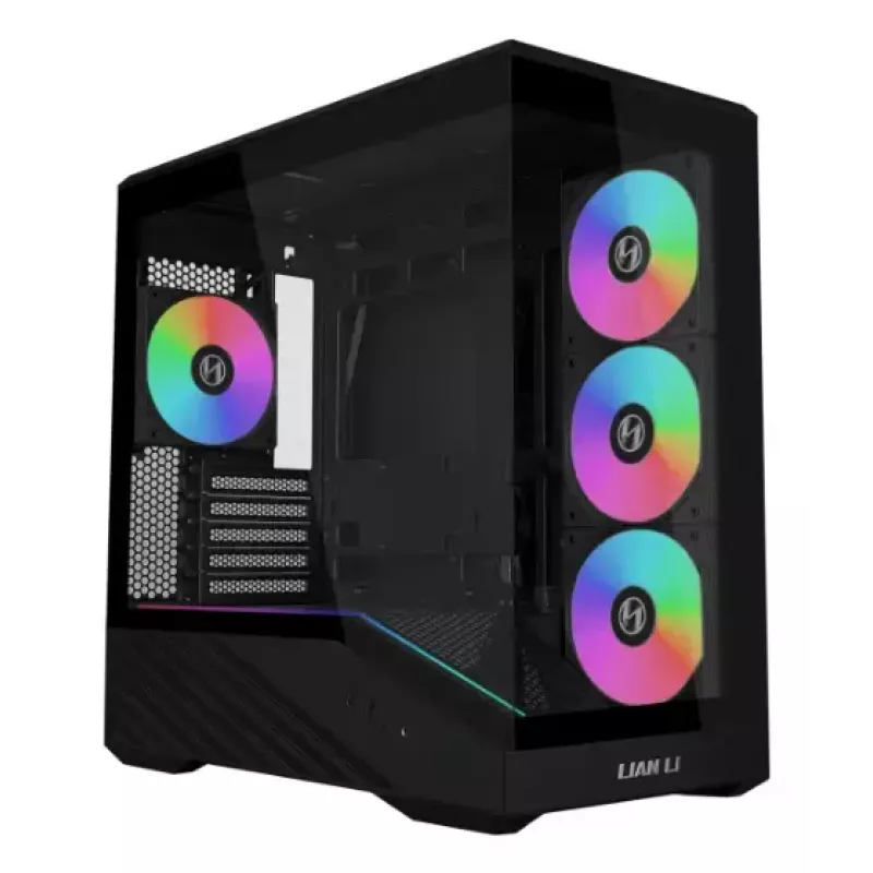 Mini Tower obudowa PC Lian Li Vector V100R MINI — Mini-ITX/Micro-ATX, szkło hartowane, 3x120mm wentylatory boczne + 1x120mm wentylator tylny, 2x 2,5 cala + 1x 3,5 cala zatoki, czarna