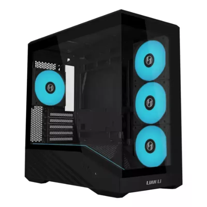 Mini Tower obudowa PC Lian Li Vector V100R MINI — Mini-ITX/Micro-ATX, szkło hartowane, 3x120mm wentylatory boczne + 1x120mm wentylator tylny, 2x 2,5 cala + 1x 3,5 cala zatoki, czarna