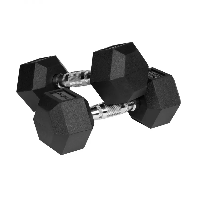 Gumowane hantle żeliwne HEX 2x9 kg REBEL ACTIVE
