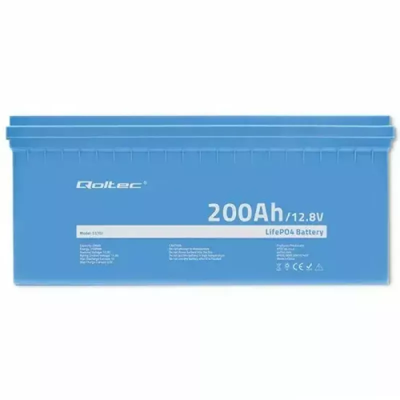 Qoltec 53707 Akumulator Pojazdowy Litowo-Żelazowo-Fosforanowy 200 Ah 12,8 V