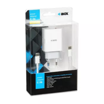 Ładowarka sieciowa iBox C-36 uniwersalna biała USB szybkie ładowanie