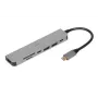 Stacja dokująca IBOX IUH3SL4K USB Type-C 5 Gbit/s, HDMI 4K@30Hz, PD do 100W, 2x USB-A, 2x USB-C, czytnik kart, srebrna